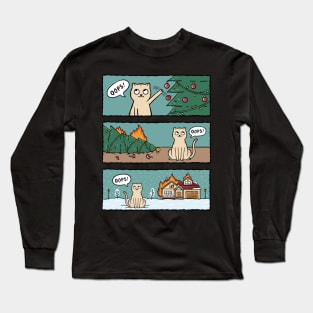 Cat and warm christmas Long Sleeve T-Shirt